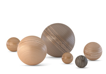 3D model wooden ball. 3d render sphere of wood.