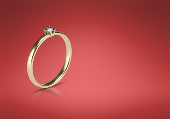 Wedding ring 3d image. Gold ring 3d render.