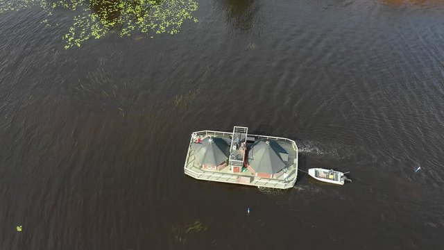 Sauna Boot in Finnland aus der Luft