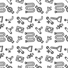Plumbing service pattern. Outline illustration of plumbing service vector pattern for web design