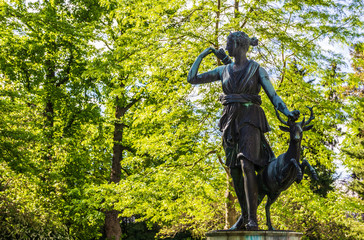 Statue of Diana in the gardens of Fontainebleau, France
