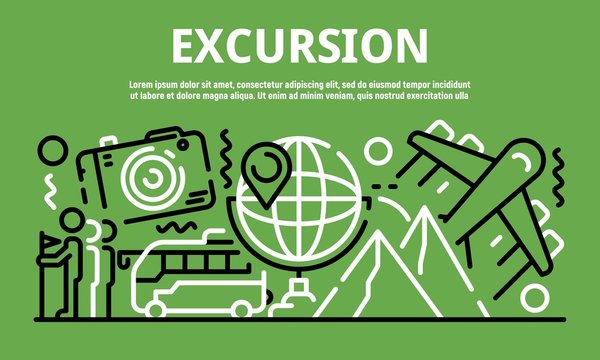 Excursion banner. Outline illustration of excursion vector banner for web design