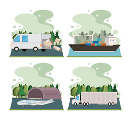 Fototapeta na wymiar transportation merchandise logistic cargo cartoon