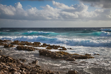 Fototapeta na wymiar Coastline on the Caribbean Island of Bonaire