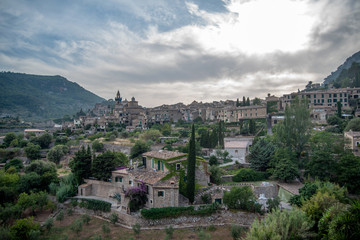 Mallorca 2019: City View of Valldemossa, Majorca, Spain on a cloudy summer day