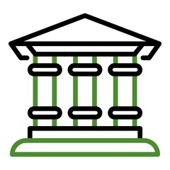 Bank building icon. Outline bank building vector icon for web design isolated on white background