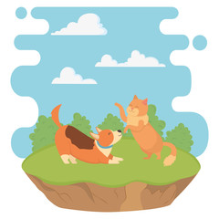 Cat and dog cartoon design