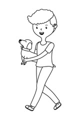 Boy with dog cartoon design
