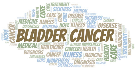 Bladder Cancer word cloud. Vector made with text only.