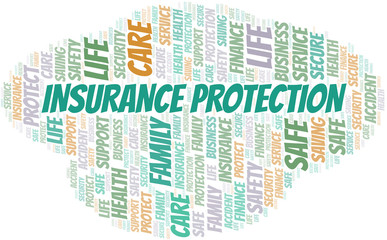 Insurance Protection word cloud vector made with text only.