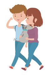 Couple of boy and girl with dog design
