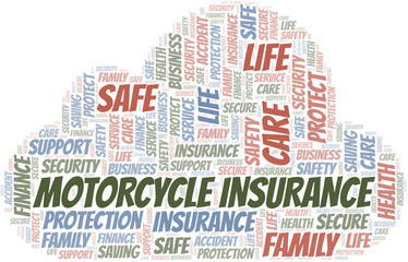 Fototapeta premium Motorcycle Insurance word cloud vector made with text only.