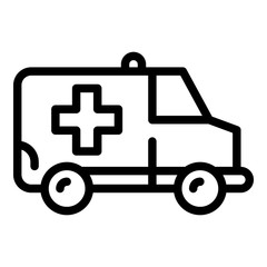 Ambulance van icon. Outline ambulance van vector icon for web design isolated on white background