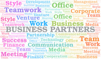 Business Partners word cloud. Collage made with text only.