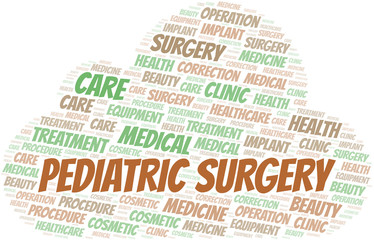 Pediatric Surgery word cloud vector made with text only.