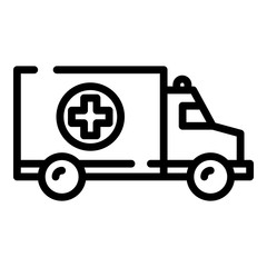 Ambulance truck icon. Outline ambulance truck vector icon for web design isolated on white background