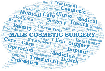Male Cosmetic Surgery word cloud vector made with text only.