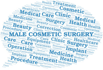 Fototapeta premium Male Cosmetic Surgery word cloud vector made with text only.
