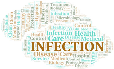 Infection word cloud vector made with text only.