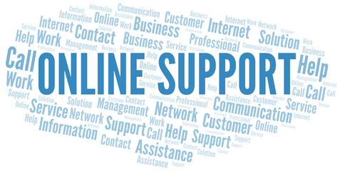 Online Support word cloud vector made with text only.
