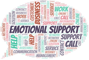 Emotional Support word cloud vector made with text only.