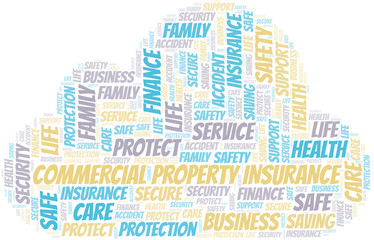 Commercial Property Insurance word cloud vector made with text only.