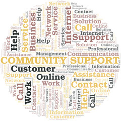 Obraz premium Community Support word cloud vector made with text only.
