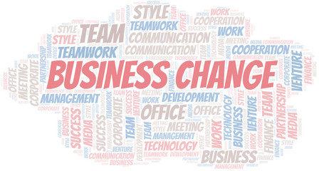 Obraz premium Business Change word cloud. Collage made with text only.