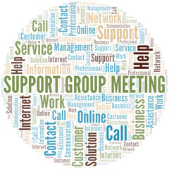 Support Group Meeting word cloud vector made with text only.