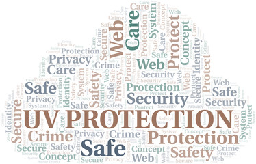 Obraz premium Uv Protection word cloud. Wordcloud made with text only.