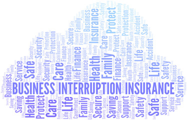 Obraz premium Business Interruption Insurance word cloud vector made with text only.