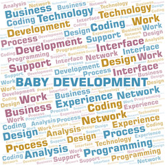 Baby Development word cloud. Wordcloud made with text only.