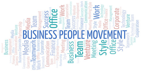 Business People Movement word cloud. Collage made with text only.