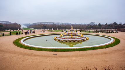 Beautiful Garden in a Famous Palace of Versailles (Chateau de Versailles), France.