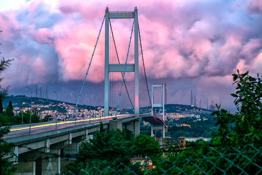 View of Bosphorus Bridge from different angle in morning