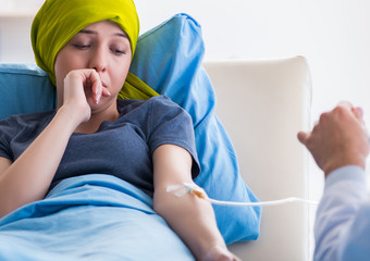 Cancer patient visiting doctor for medical consultation in clini