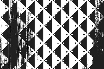 Grunge abstract geometric pattern. Horizontal black and white backdrop.