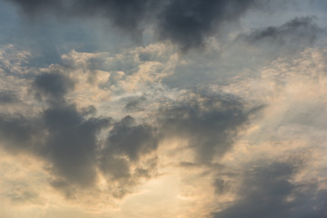 Fototapeta na wymiar Beautiful dark clouds and sunset clouds at dusk sky