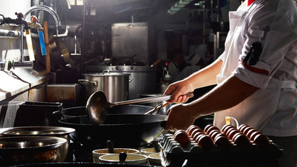 Chef busy cooking