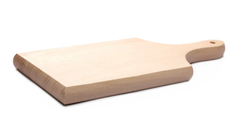 Wooden chopping board isolated on white background