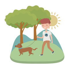 Boy with dog cartoon design