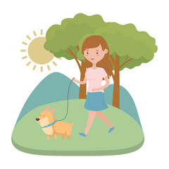 Obraz na płótnie Canvas Girl with dog cartoon design