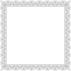 Decorative frame Elegant vector element for design in Eastern style, place for text. Floral grey border. Lace illustration for invitations and greeting cards