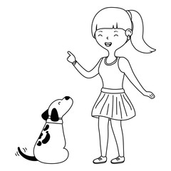 Girl with dog cartoon design