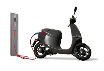 Electric scooter with charging station isolated on white © scharfsinn86