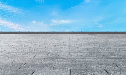 Empty Plaza Bricks and Sky Cloud Landscape