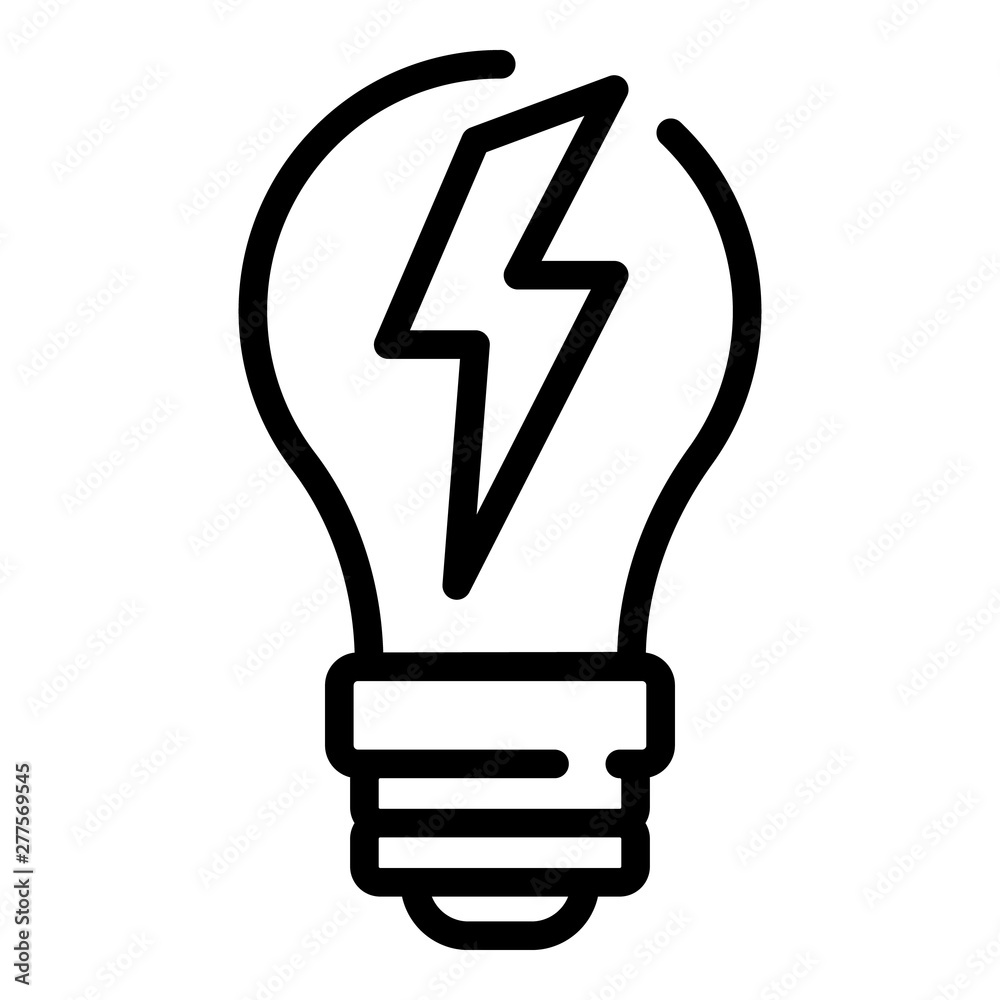 Poster light bulb with lightning icon. outline light bulb with lightning vector icon for web design isolate