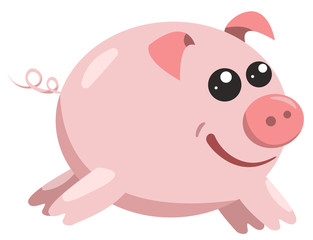 the color pink happy pig vector illustration