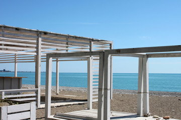 Abstract buildings on the beach