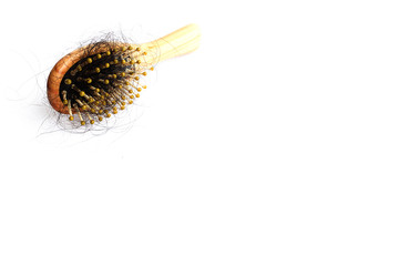 Hair loss, hair loss every day, serious problems and hair loss on a white background.